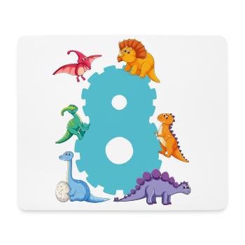 8th birthday | Dinosaur Birthday Shirt | - Mouse Pad (horizontal) - white - Front