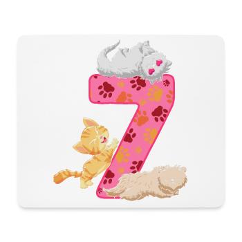 Chaton du 7ème anniversaire | Chemise d’anniversaire de chat | - Tapis de souris (format paysage) - blanc - Devant