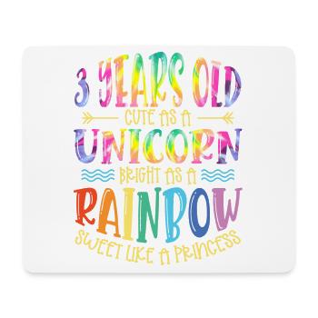 3 years old Cute Like a Unicorn Bright Like A - Mouse Pad (horizontal) - white - Front