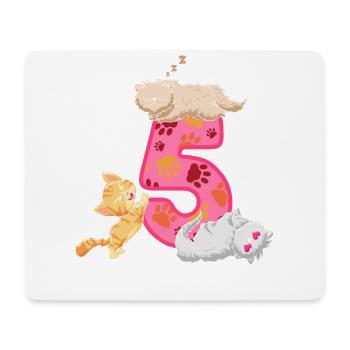 Chaton du 5ème anniversaire | Chemise d’anniversaire de chat | - Tapis de souris (format paysage) - blanc - Devant