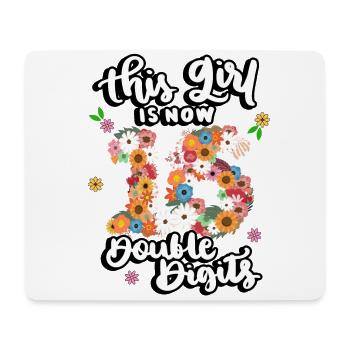 Dieses Mädchen Ist Jetzt 16 Double Digits Floral - Mousepad (Querformat) - Weiß - Vorne