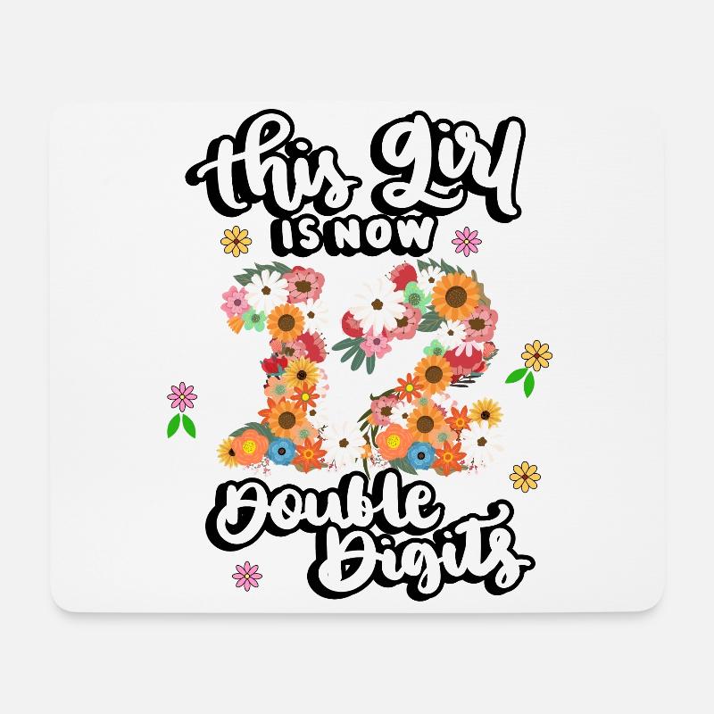 Dieses Mädchen Ist Jetzt 12 Double Digits Floral - Mousepad (Querformat) - Weiß