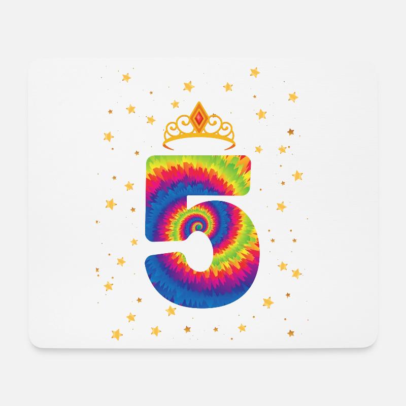 5. Geburtstag Krone | Tie Dye Themed Geburtstag | - Mousepad (Querformat) - Weiß