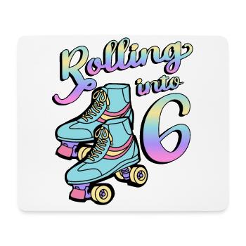 Rolling Into 6 Roller Skaters Skates 6th Anniversary - Mouse Pad (horizontal) - white - Front