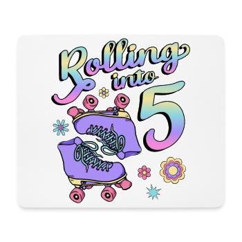 Rolling Into 5 Roller Skaters Floral 5th Year - Mouse Pad (horizontal) - white - Front