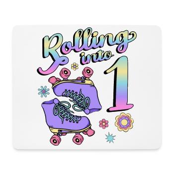 Rolling Into 1 Roller Skaters Floral 1st Year - Mousepad (Querformat) - Weiß - Vorne