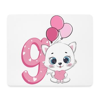 9th Birthday Kitten | Cat Birthday Shirt | - Mouse Pad (horizontal) - white - Front