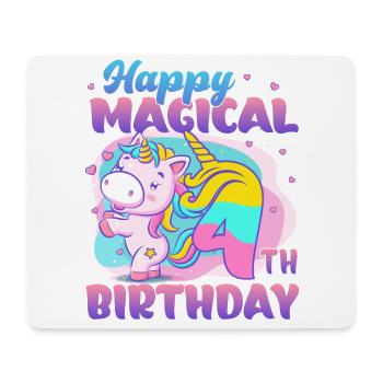 Happy magical 4th birthday unicorn - Mouse Pad (horizontal) - white - Front
