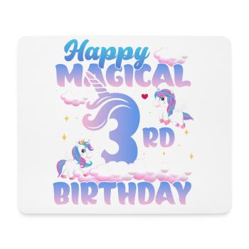 Joyeux 3ème anniversaire magique Licorne Poney - Tapis de souris (format paysage) - blanc - Devant