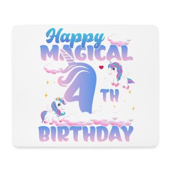 Happy Magical 4th Birthday Einhorn Pony - Mousepad (Querformat) - Weiß - Vorne