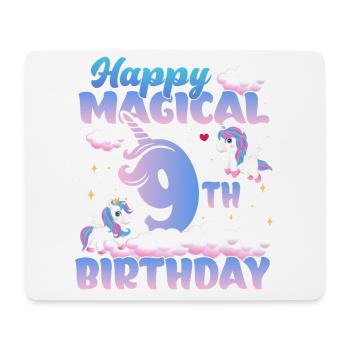 Happy Magical 9th Birthday Einhorn Pony - Mousepad (Querformat) - Weiß - Vorne