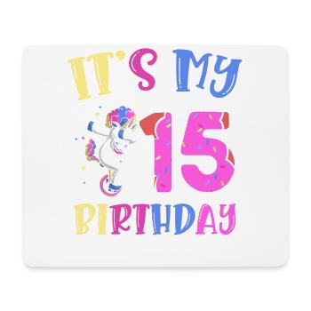Es Ist Mein 15. Geburtstag Dabbing Unicorn Pony - Mousepad (Querformat) - Weiß - Vorne
