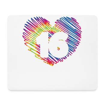 16. Geburtstag Herz Tie Dye | Tie Dye Themed - Mousepad (Querformat) - Weiß - Vorne