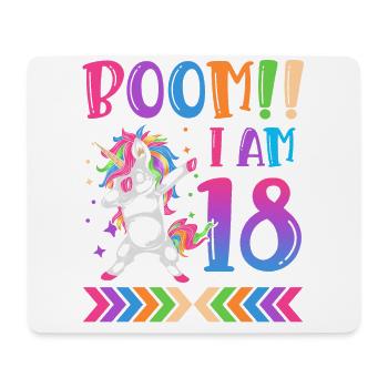 Boom!! Ich Bin 18, Buntes Lustiges Einhorn 18. - Mousepad (Querformat) - Weiß - Vorne
