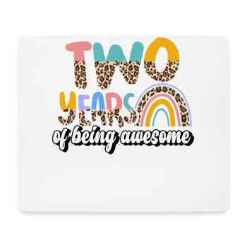 Two Years Awesome Animal Skin Pattern Birthday - Mouse Pad (horizontal) - white - Front