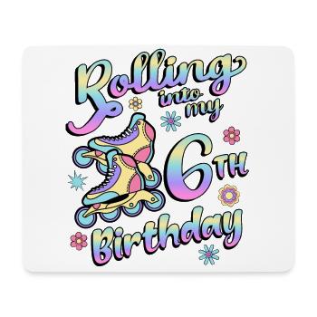 Rouler dans mon 6e anniversaire Roller Skater Inline - Tapis de souris (format paysage) - blanc - Devant