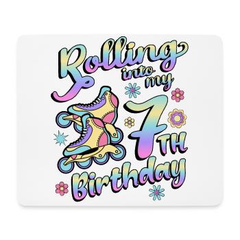 Rouler dans mon 7e anniversaire Roller Skater Inline - Tapis de souris (format paysage) - blanc - Devant