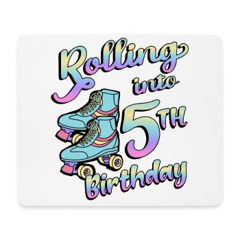 Rolling Into 5th Birthday Quad Skater Rollschuhe - Mousepad (Querformat) - Weiß - Vorne