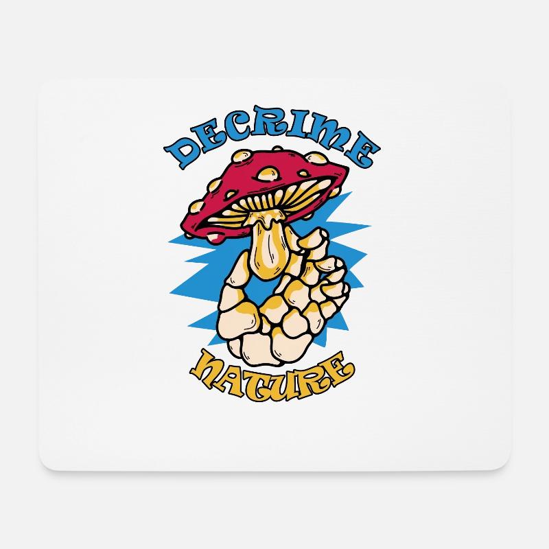 Decrime Nature Colorful Magic Mushroom Skeleton - Mousepad (Querformat) - Weiß