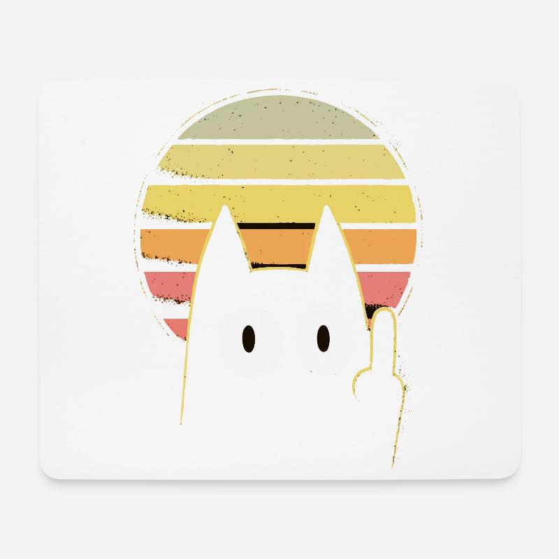 Mittelfinger Katze - Mousepad (Querformat) - Weiß