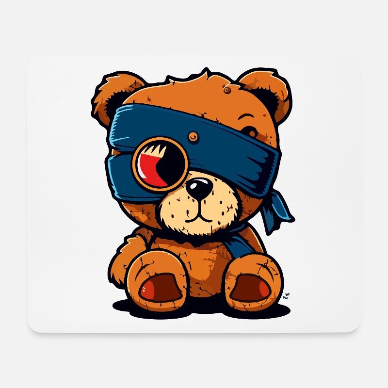 Augenklappe süßer Bär - Mousepad (Querformat) - Weiß