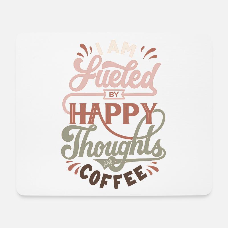 Happy Thoughts and Coffee - Mouse Pad (horizontal) - white