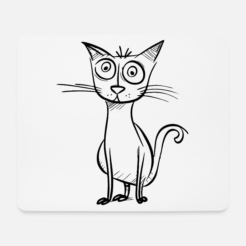 Seltsame Cartoon-Katze - Mousepad (Querformat) - Weiß