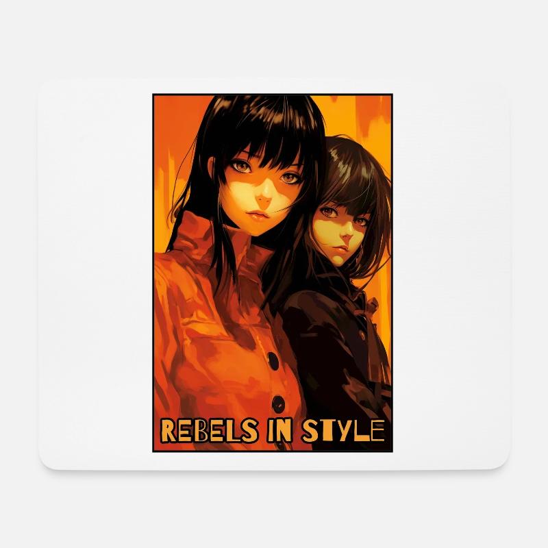 Rebellen mit Stil: Anime-Mädchen - Mousepad (Querformat) - Weiß