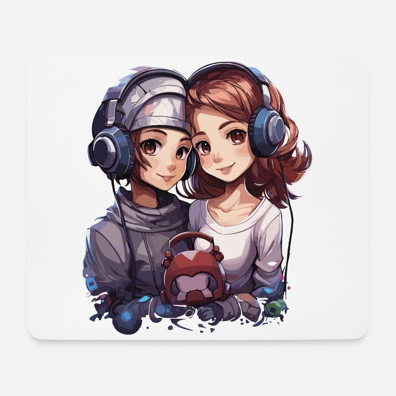 Friends Design im Anime Style - Mousepad (Querformat) - Weiß