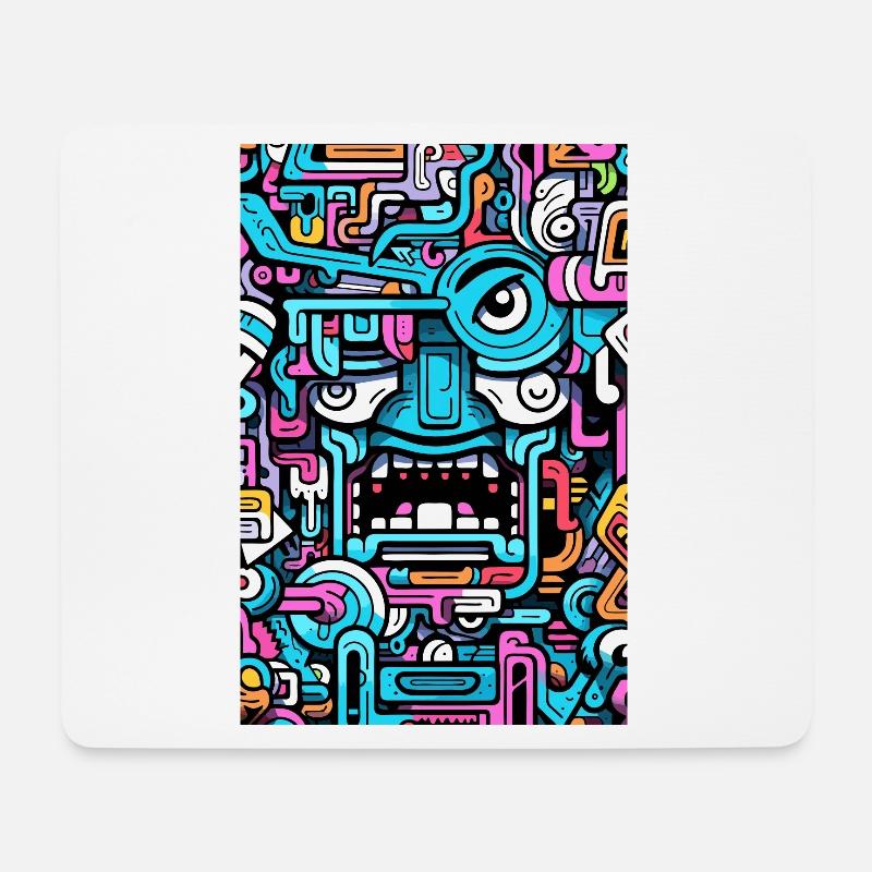 80er Technologie, Graffiti, Aliens und street art - Mousepad (Querformat) - Weiß