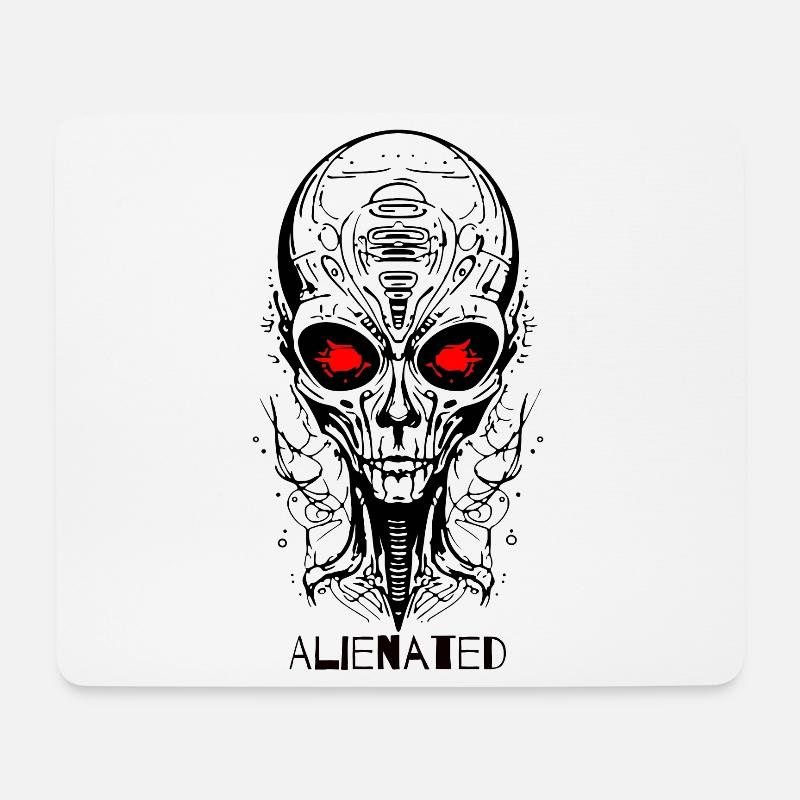 Entfremdetes Alien Gesicht - Mousepad (Querformat) - Weiß