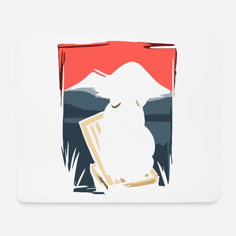 Japanische Rote Sonne: Chillender Panda - Mousepad (Querformat) - Weiß