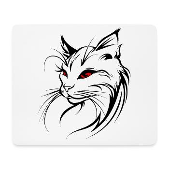 Katze Silhouette Umriss Zeichnung Lineart Kunst - Mousepad (Querformat) - Weiß - Vorne