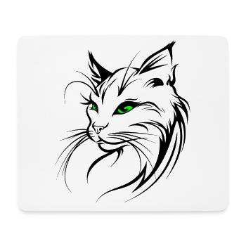 Cat Silhouette Outline Drawing Lineart Art - Mouse Pad (horizontal) - white - Front