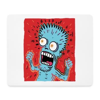 Cartoonkunst eines verrückten Typen - Mousepad (Querformat) - Weiß - Vorne