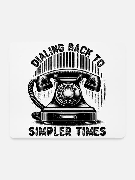 ZURÜCKWAHL IN EINFACHERE ZEITEN, OLDTIMER-TELEFON - Mousepad (Querformat) - Weiß