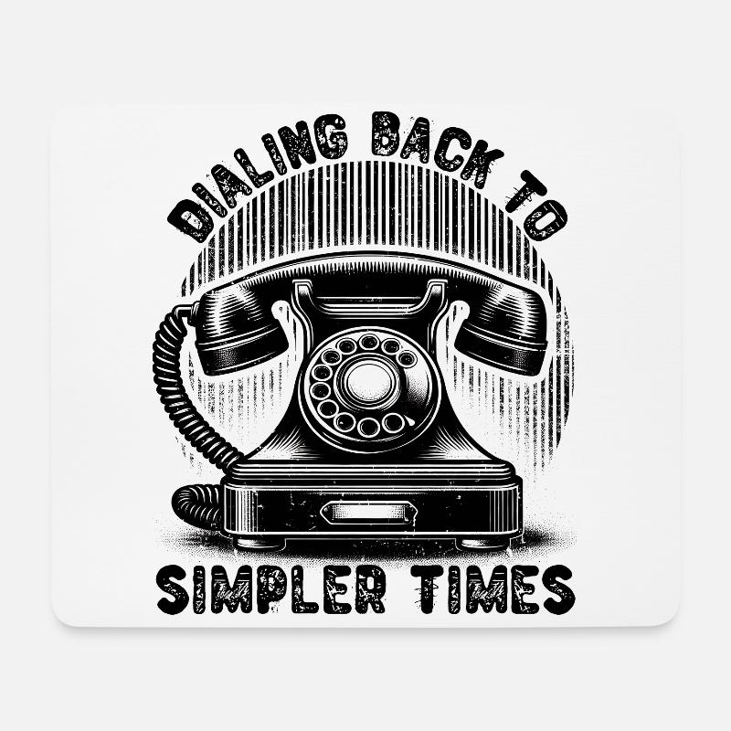 ZURÜCKWAHL IN EINFACHERE ZEITEN, OLDTIMER-TELEFON - Mousepad (Querformat) - Weiß