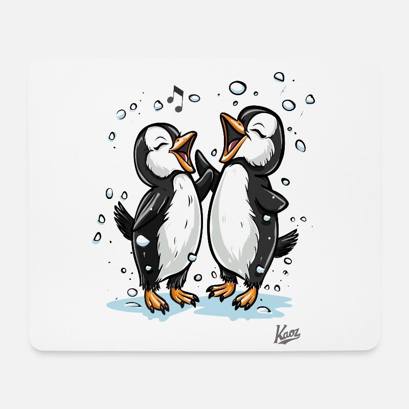 Singende glückliche kleine Pinguine - Mousepad (Querformat) - Weiß