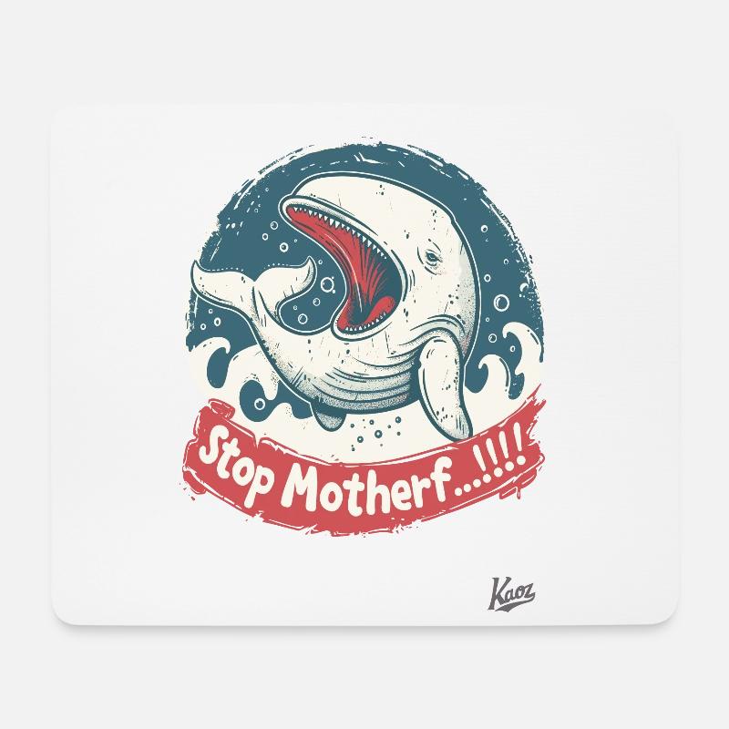 Bedrohte Art: Walfisch, STOP MUTTERF... - Mousepad (Querformat) - Weiß
