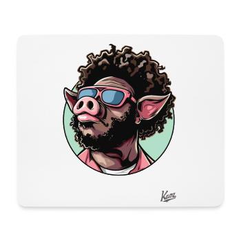 Funky Cool Afro Hair : Disco Pig - Tapis de souris (format paysage) - blanc - Devant