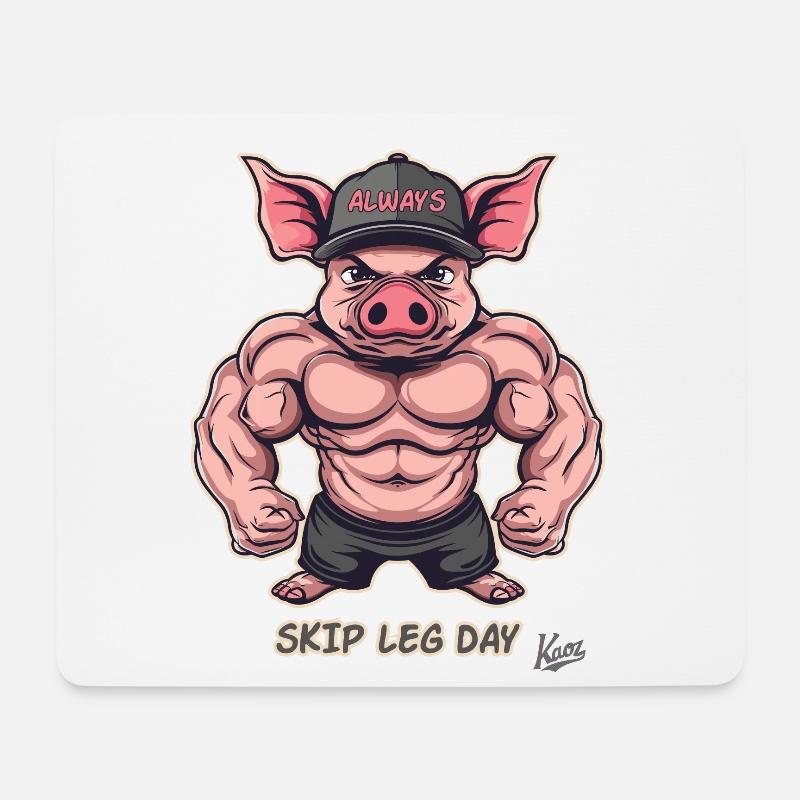Muskel-Bodybuilder-Schwein: Skip Leg Day Again - Mousepad (Querformat) - Weiß