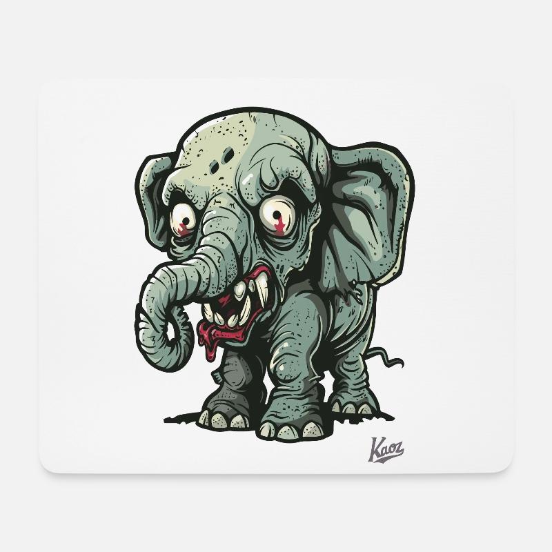Lustiger furchtbarer kleiner Zombie Elefant - Mousepad (Querformat) - Weiß