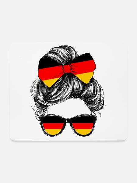 Deutschland Flagge Fahne Frau Sonnenbrille Fan - Mousepad (Querformat) - Weiß