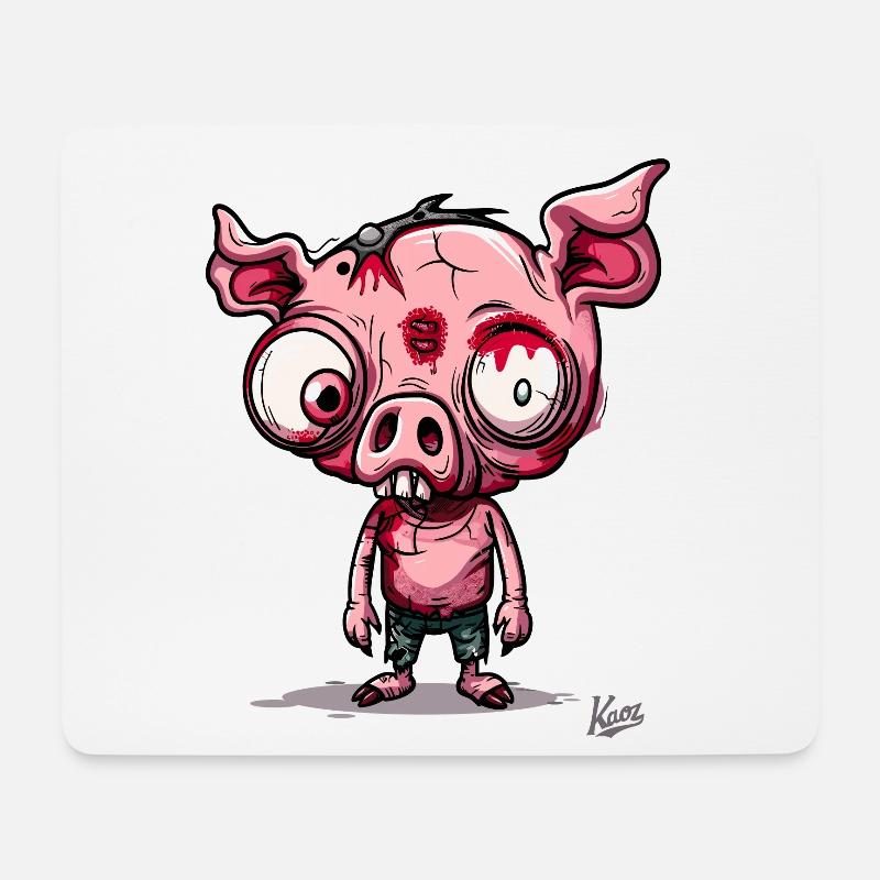 Unheimliches kleines Zombie-Schweinchen - Mousepad (Querformat) - Weiß