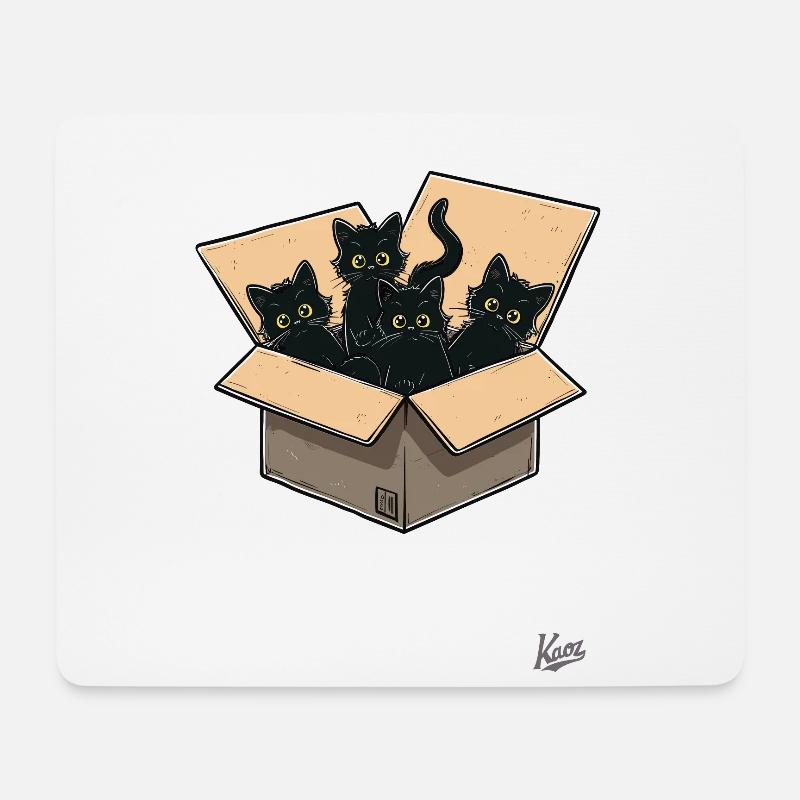 ein Karton voller schwarzer Baby Katzen - Mousepad (Querformat) - Weiß