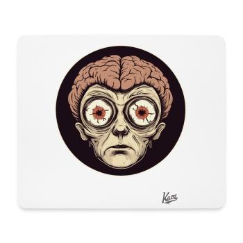 Creepy portrait with big eyes and brain - Mouse Pad (horizontal) - white - Front