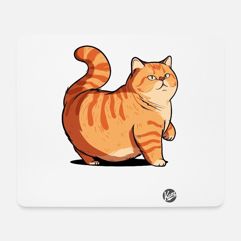 dicke fette gemütliche flauschige Katze - Mousepad (Querformat) - Weiß