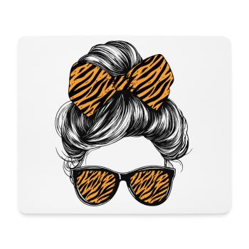 Tiger Woman Sunglasses Glasses Hair Bow - Mouse Pad (horizontal) - white - Front