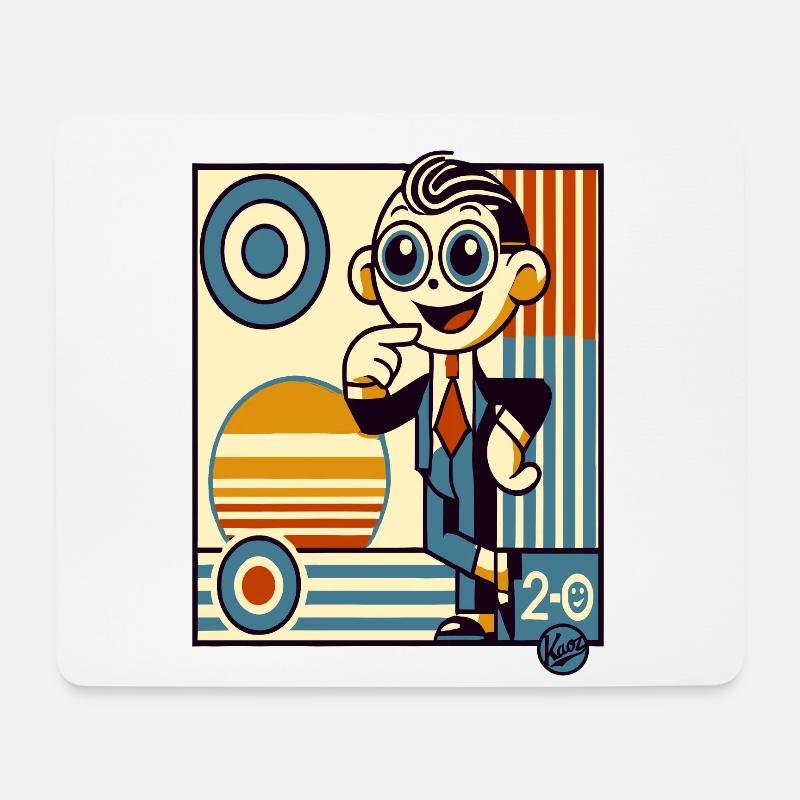 Retro Cartoon Gentleman im Stil der 20er Deco-Art - Mousepad (Querformat) - Weiß