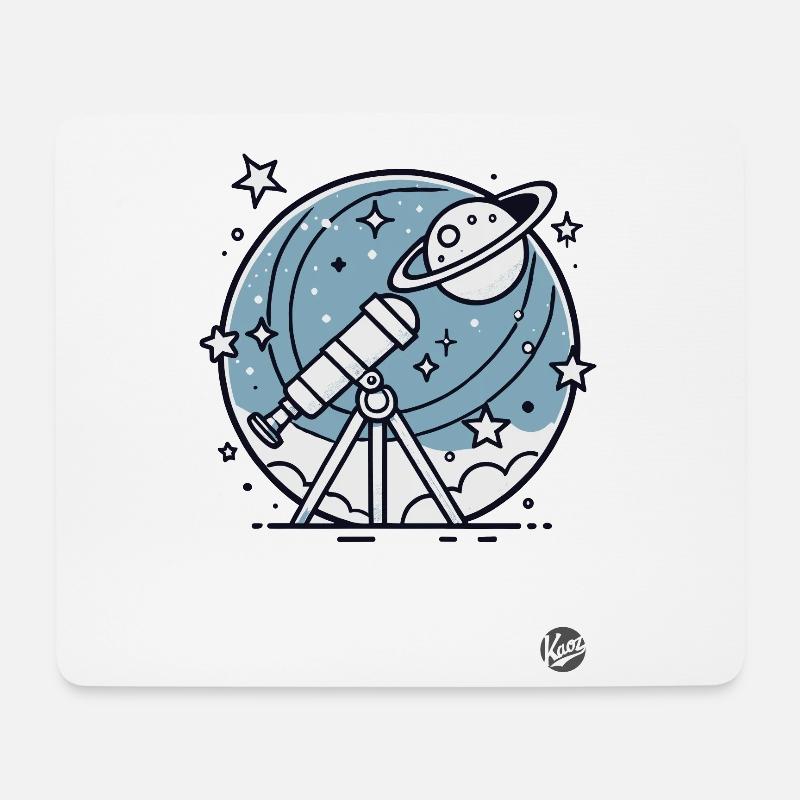 Sterne und Planeten beobachten mit Teleskop - Mousepad (Querformat) - Weiß